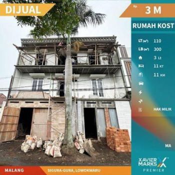 Rumah Kost Dijual di Sigura-gura, Lowokwaru, Malang (2 unit)