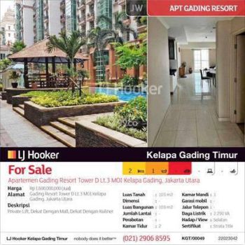 Apartemen Gading Resort Tower D Lt.3 MOI Kelapa Gading, Jakarta Utara