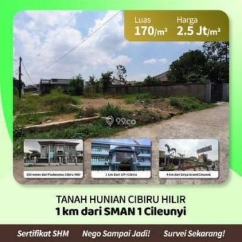 Tanah Investasi Cibiru Bandung 4,0 km dari Griya Grand CInunuk SHM