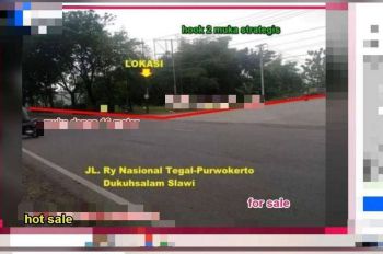 dijual murah aja Tanah Pekarangan di pinggir jalan raya Dukuhsalam Slawi.