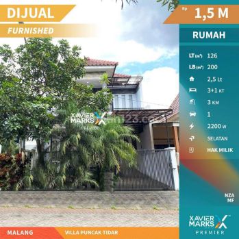 Rumah 2 Lantai Terawat di Villa Puncak Tidar Malang