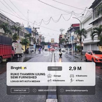 RUKO INTI KOTA MEDAN LEBAR 4,75 METER & PANJANG 25 METER SIAP HUNI