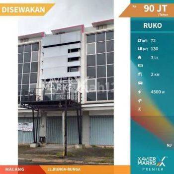 Ruko 3 Lantai Jalan Bunga2 Sangat Strategis Dekat Sukarno Hatta Malang