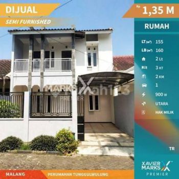 Rumah Semi Furnished Perumahan Tunggulwulung, Lowokwaru, Kota Malang