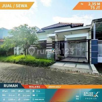 Rumah Modern Minimalis di Area Golf Perumahan Elite Araya, Malang