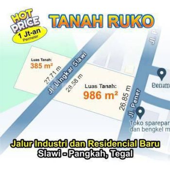 Tanah Murah Prospek Nempel Jalan Raya Slawi Tegal Cocok Untuk Bangun Cafe, Atau