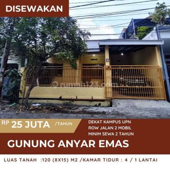 Dekat Kampus Upn Dan Merr sewa Rumah 1 Lantai Gunung Anyar Emas