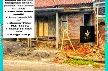 Dijual tanah+bangunan setengah jadi, bangunan kokoh.