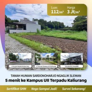 Tanah Kavling Premium Ngaglik Sleman 1.7km dari Kampus UII Terpadu Kaliurang SHM
