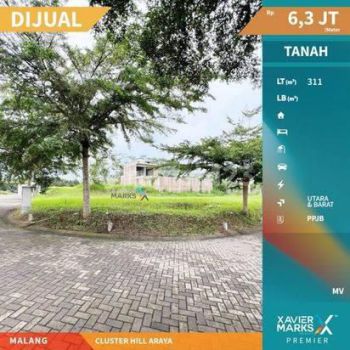 Tanah Kavling Hook Cluster Hill Kota Araya Malang