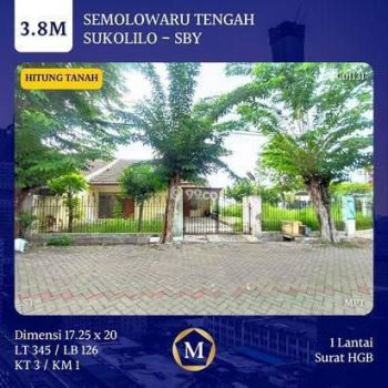 Dijual Rumah Hitung Tanah Murah Luas Lebar Strategis Langka Di Semolowaru Tengah