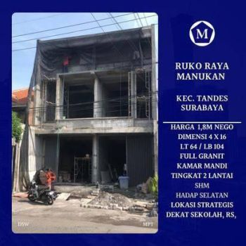 Ruko Strategis Raya Manukan Tandes Surabaya Barat dekat Benowo Bukit Palma