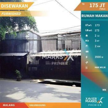 Ruang Usaha Ex Rumah Makan di Jl Galungung Malang