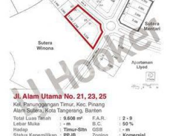 Dijual Kavling Komersial Alam Sutera tangerang sun