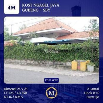 Rumah Kos Aktif Ngagel Jaya 16 Kamar Luas Strategis Tengah Kota Bisa KPR Timur