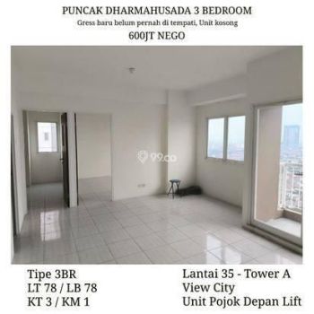 Apartemen Puncak Dharmahusada 3 Bedroom BR Baru Gress View City dkt MERR UNAIR