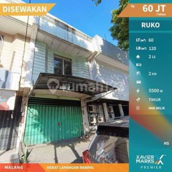 Ruko 2 Lantai Lokasi Strategis Dekat Lapangan Rampal, Malang