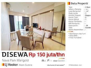 Disewa Apartemen Marigold Navapark Bsd City Tangerang 2 BR Bagus Sekali Siap