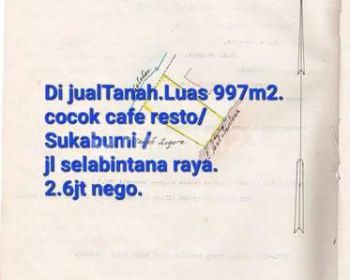 Tanah di Jl Selabintana, Sukabumi Cocok Cafe Resto.