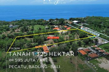 Dijual Tanah Hak Milik Seluas 1,325 Hektar Dengan View Laut Dan Dekat Tebing Di