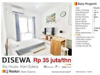 Di Sewa Apartemen Type Studio Sky House Alam Sutera Tangerang Full Furnished