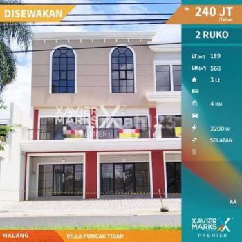 Ruko Mewah Strategis Nol Jalan di Villa Puncak Tidar Malang