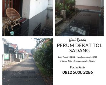 RUMAH 2 LANTAI dekat gerbang tol sadang purwakarta perum Sadang Permai